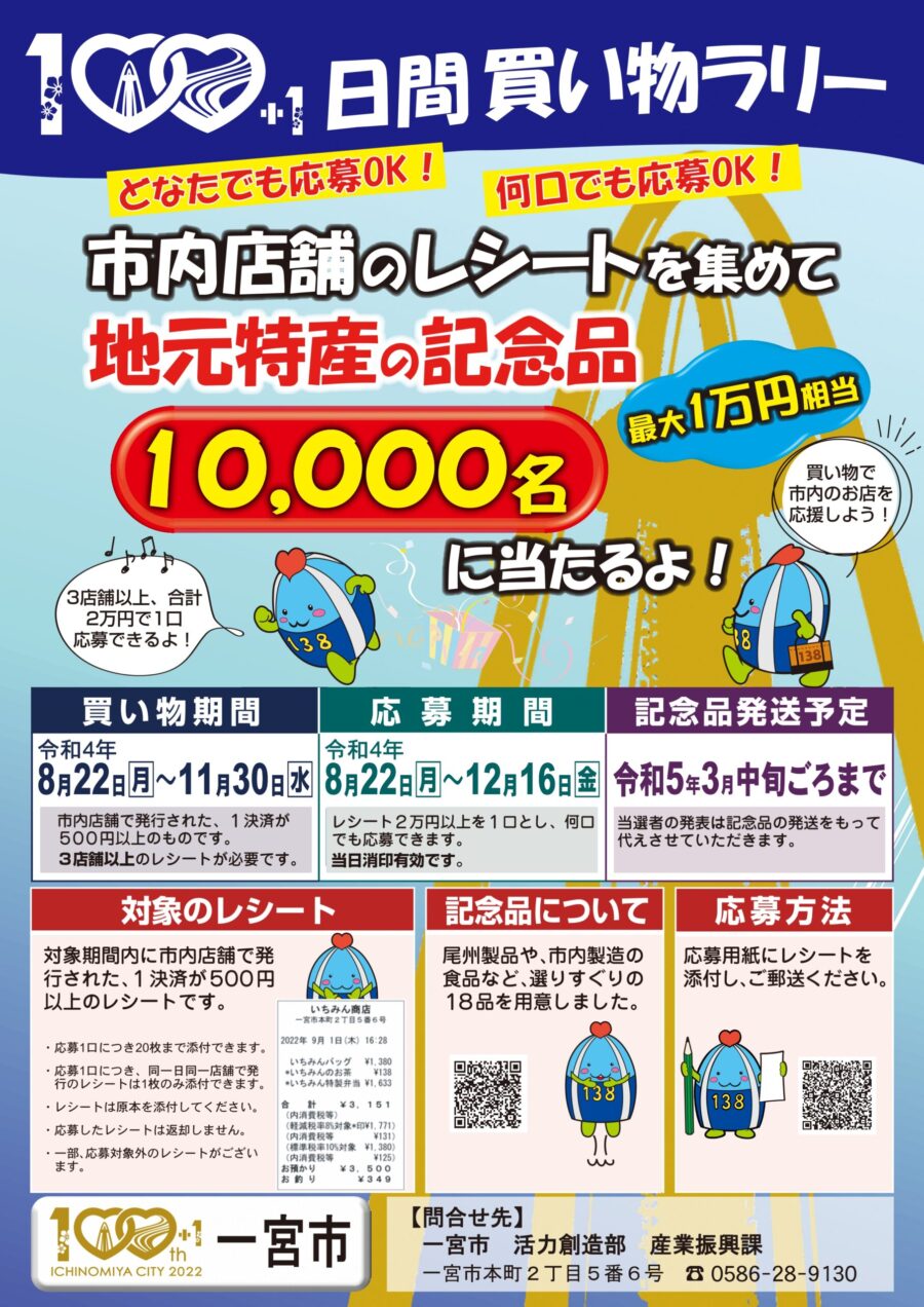 一宮市100+1日間買い物ラリーが始まります！